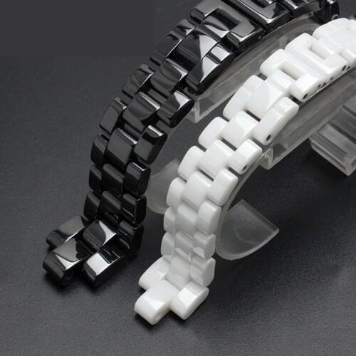 For J12 ceramics wristband high quality womens mens watch strap Fashion bracelet black white 16mm 19mm