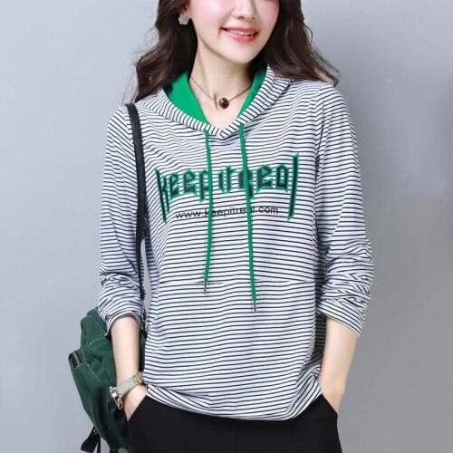 Spring Autumn Hoodies Women Sweatshirts Harajuku Hooded Striped Printed Hoodie Spring Ladies Hoody Streetwear RR0112