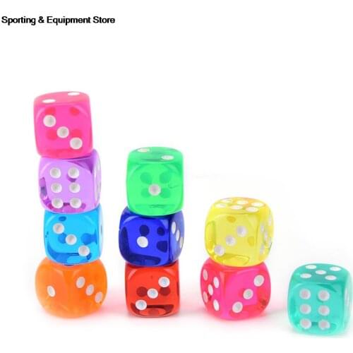 10Pcs/set 14mm Square Transparent Dice Acrylic Craps Casino Bar Toy Game