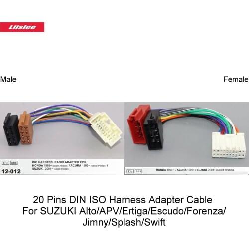 20 Pins DIN ISO Harness Adapter Cable For SUZUKI Alto/APV/Ertiga/Escudo/Forenza/Jimny/Splash/Swift