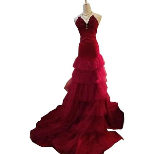 2020 Final Fantasy FF Aerith Gainsborough Cosplay Costume Adult Women Girls Red Dress Gown Halloween Carnival Costumes