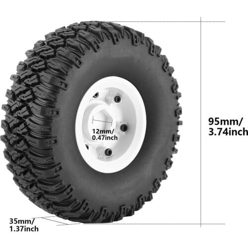 4PCS 1.55" Beadlock Plastic Wheel Rim Tires AX-2020BK For RC Crawler Car Axial TF2 Tamiya CC01 LC70 RC Car Parts