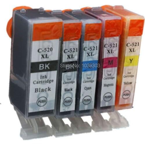 5Color PGI520 CLI521 Ink Cartridge Compatible for Canon iP3600 iP4600 iP4700 MP540 550 MP560 MP620 MP630 MP640 MP980 MP990 ink