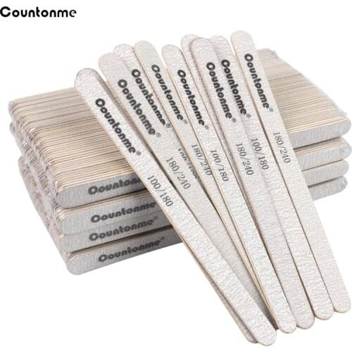 50Pcs/100Pcs Wood Nail Art Files Straight Wooden Nail Art Sanding Buffer 100/180/240 Sandpaper Manicure17.8cm Thick Stick Files