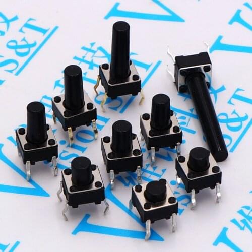 6x6xL=4.3/5/6/7/7.5/8/8.5/9/10/11/12/13/14/15/16/17/18/19/20/21mm High 4Pin DIP Tactile Tact Push Button Micro Switch Self Reset