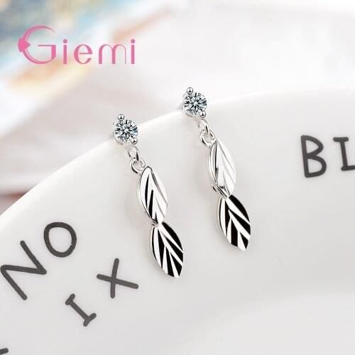 AAA CZ Stone Feather Dangle Earing Bohemian 925 Sterling Silver Leaf Drop Earrings For Women Fashion Jewelry Brincos Wholesale