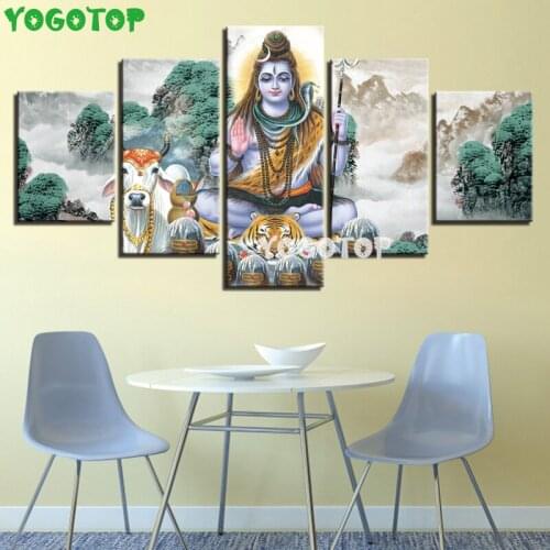 5D DIY Diamond Painting 5 Pieces Hindu God Lord Shiva And Animals Horse Scenery Diamond Embroidery Cross Stitch Decor ML1594