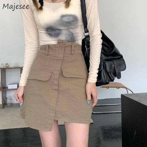 Asymmetrical Skirts Womens High-street Stylish Plus Size S-4XL Girls Fashion Korean Style Empire Mini Summer All-match Female