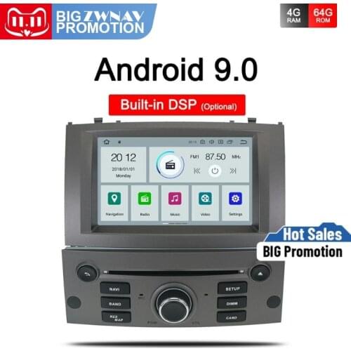 IPS 4+64G Android 9.0 Car DVD multimedia player head unit For Peugeot 407 2004-2010 Auto Radio Stereo GPS Navigation Audio Video