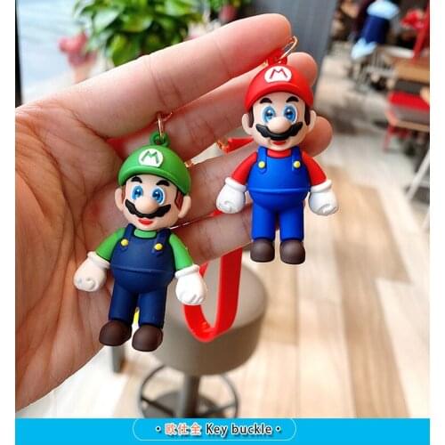 Adult childrens animation game Super Luigi brothers Cosplay Keychain PVC pendant Keyring