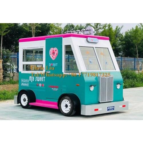 Customized size color mobile food trailer truck with towbar food cart for sale