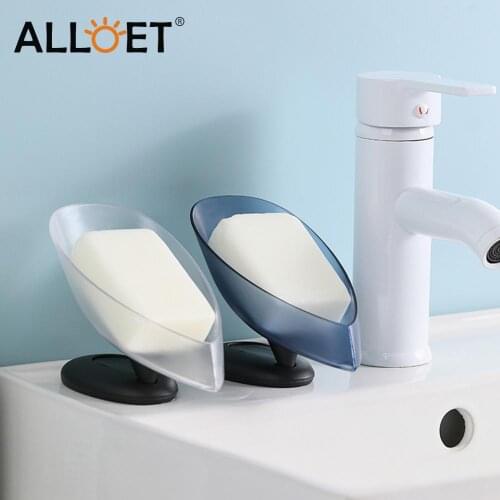 Leaf Shape Soap Holder Shower Soap Box Dish Vertical Punch-Free Suction Cup Rotatable Shelf Soap Storage Tray Bathroom Accessor