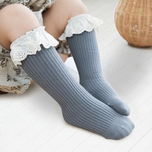 Baby Girls Long Socks Kids Knee Lengths Soft Cotton Baby Princess Lace Knitted Socks Kids 0-4 Years Knee High Socks