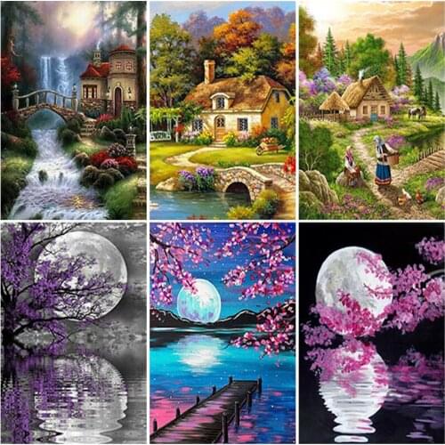 DIY Scenery 5D Diamond Painting Full Square Drill Mosaic Landscape Diamond Embroidery Cross Stitch Wall Art Home Decor