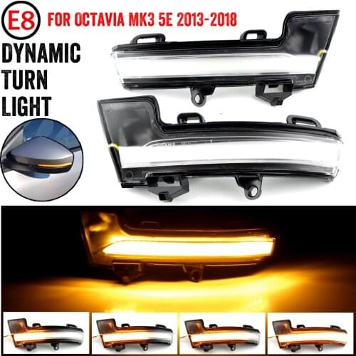 For Skoda Octavia Mk3 5E 2013-2018 LED Dynamic Turn Signal Blinker Sequential Side Mirror Indicator Light Lamp