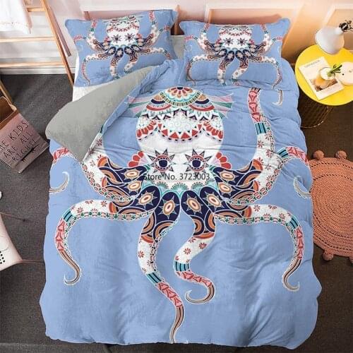Cute Cartoon Animal Octopus Pattern Home Textile 3D Bedroom Decor Single Double King Queen Size Bedding Set