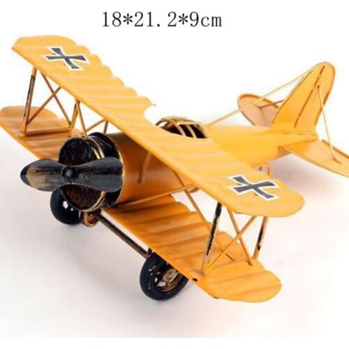 21cm Iron Airplane Figurines Retro Metal Plane Model Vintage Home Decoration Accessories Aircraft for Kids Gifts Ornament