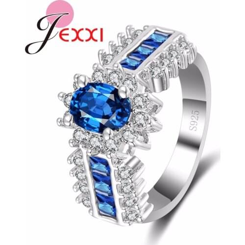 Fly Design Blue And White Clear CZ Ring S925 Silver Jewelry Rings For Dress Ball 2 color options