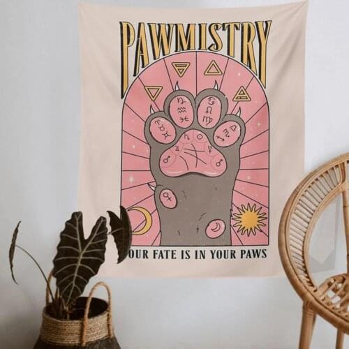 Cat Paws Tarot Tapestry Witchcraft Tapestry Bohemian Style Decoration Home Decoration Hippie Mattress Girls Dorm Room Decor