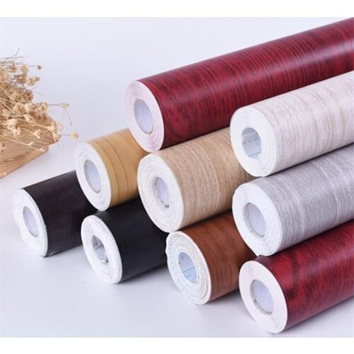 Imitation Wood Grain Wall Stickers Furniture Wardrobe Table Stickers Retro Rural Style Wallpaper Self-Adhesive Home Decoration