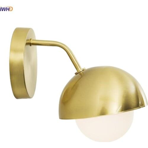 IWHD Loft Nordic Retro Wall Lights For Living Room Bathroom Mirror Light Wooden Copper Wall Sconces Beside Lamp Arandela Aplike