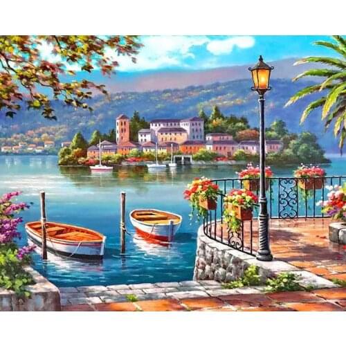 Full Square&round drill 5D DIY Diamond embroidery town scenic Diamond Painting Cross Stitch Rhinestone Mosaic decor gift