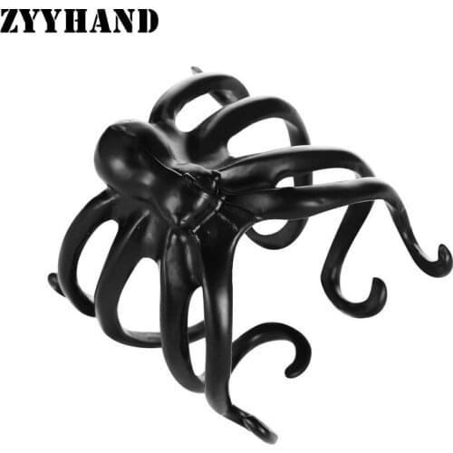 ZYYHAND Black Gun Color Women Rings Girl Adjustable Gothic Style Octopus Animal Lady Theme Party Halloween Ring