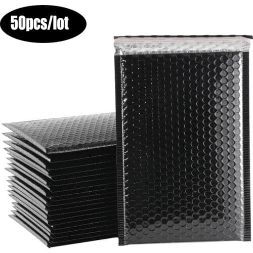 50pcs Bubble Mailers Padded Envelopes Lined Poly Mailer Self Seal Black Mailers Padded Envelope Bubble Mailing Express Bag