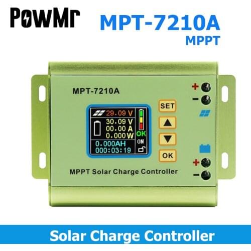 MPPT Solar Charge Controller MPT-7210 Lithium Battery Boost 0-10A LCD Solar Controller Solar Panel For 24/36/48V/60V/72V Battery