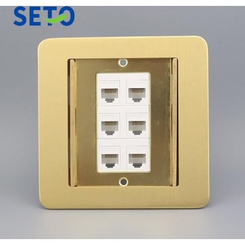 SeTo Concealed Type Floor Socket 6 Ports Network Lan RJ45 Cat5e Wall Plate Socket Keystone Floor Receptacle