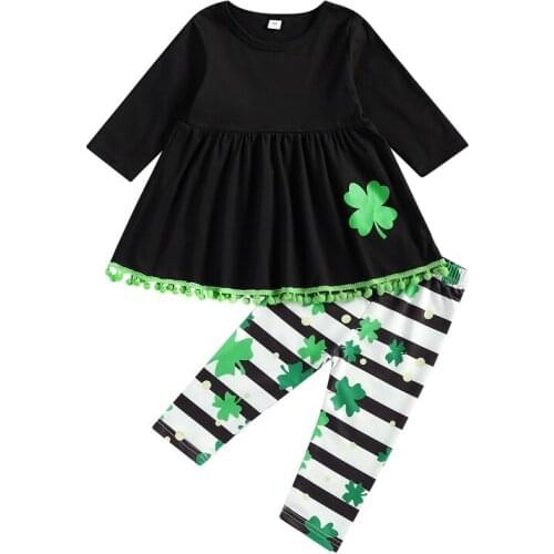 1-6Y Toddler Kids Baby Girl Long Sleeve Cotton T-shirt Tops Striped Long Pant Legging 2PCS Outfits Children Girls Clothes Set