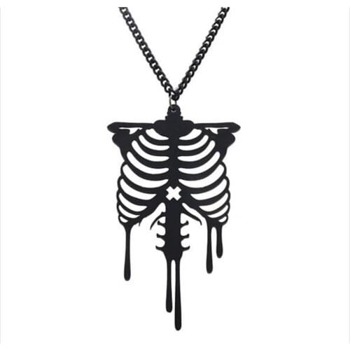 New fashion punk rock acrylic terrorist The human body skeleton bone pendant necklace for men women jewelry skull necklace