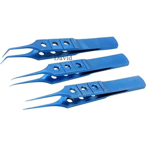 12 Designs Micros Stainless Steel Titanium Alloy 11CM Dovetailed Straight/bend Head Tweezers Platforms Ophthalmic Forceps
