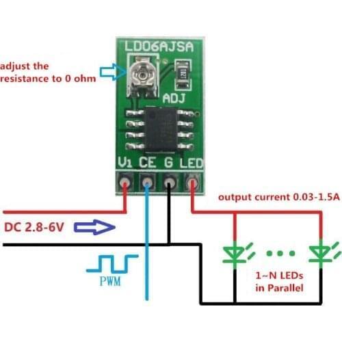 50pcsDC 3.3V 3.7V 5V LED Driver 30-1500MA Constant Current Adjustable Module PWM Control Board for USB LED flashlight