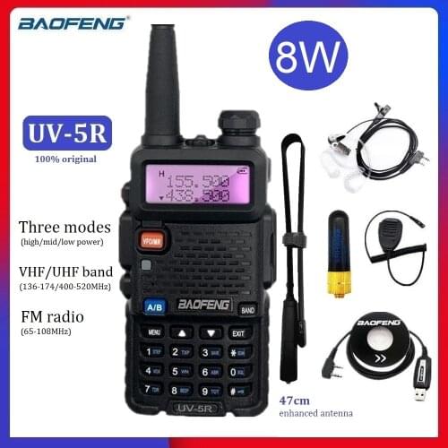 Real 8W BAOFENG UV-5R Walkie Talkie VHF UHF Two Way Radio Transceiver Scanner UV5R Portable CB Ham Radio Station for Hunting