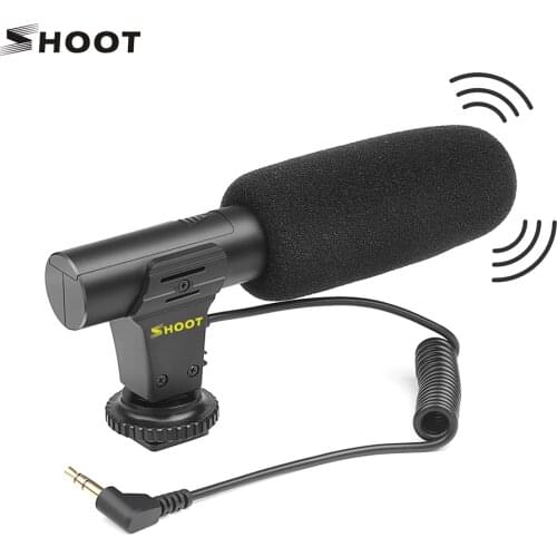 SHOOT XT-451 Portable Condenser Stereo Microphone Mic with 3.5mm Jack Hot Shoe Mount for Canon Sony Nikon Camera Camcorder