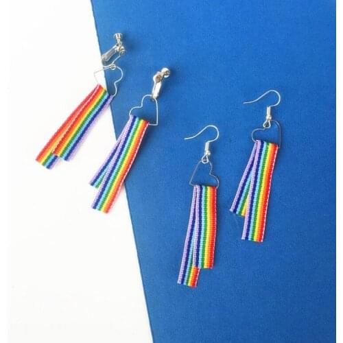 Rainbow love heart earrings