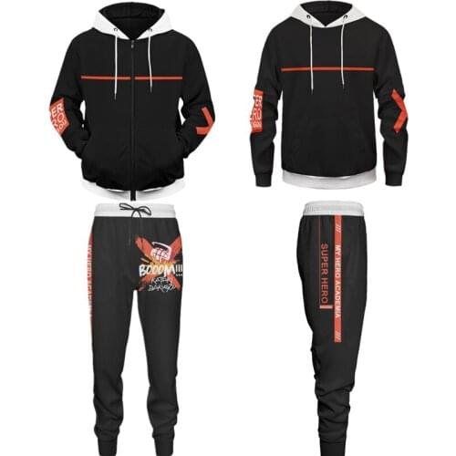 Bakugou Katsuki School Uniforms Cosplay Costumes My Hero Academia Anime Hoodie Men Women Sport Jackets Sweatpants