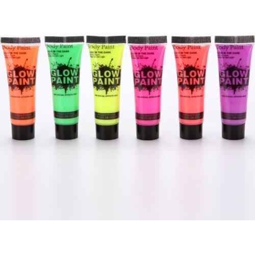 Glow in Dark Face Body Paint Makeup Party Carnival Costume Cheering Body Art Glow Supplies Party Favors Halloween Christmas Xmas