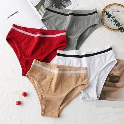Womens High Waist Sexy Panties Comfortable Solid Color Underwear Underpants Intimate Lingerie Breathable Soft Briefs 2pcs/Lot