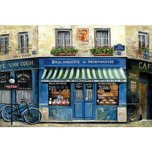 Street bakery photography background retro street bicycle house backdrop photo adult children art photo photography background