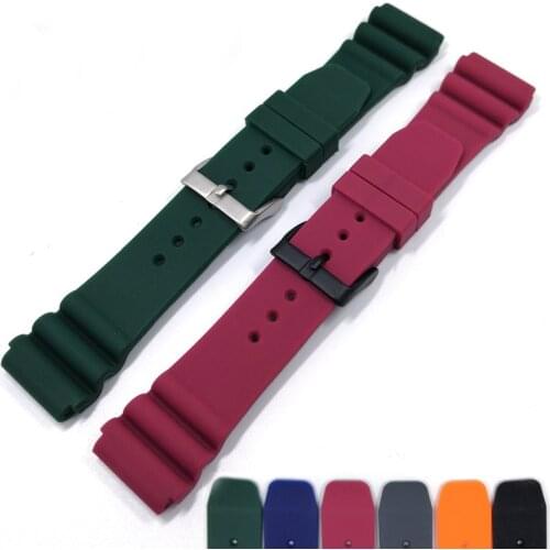 Mens 22MM high quality soft silicone strap suitable for Seiko series watches ladies sports waterproof rubber strap