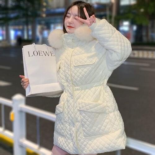 Woman Jacket Parkas Coat High-End White Duck Down Jacket Womens Long Fur Collar Winter Coat Veste Femme