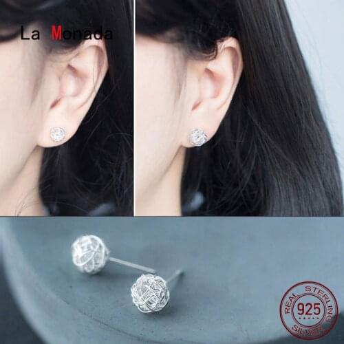 La Monada Women Stud Earrings Korean 925 Sterling Silver Earrings For Women Jewelry Yarn Ball Designer Womens Earrings Stylish