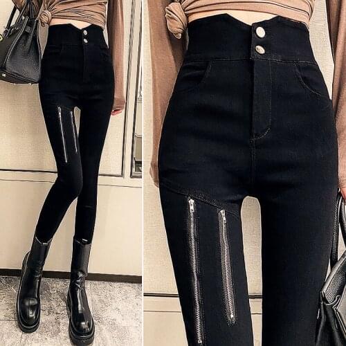 Women 2021 Spring Summer New Fashion Zipper Leggings Female Skinny Thin Long Trousers Ladies High Waist Slim Pencil Pants T176