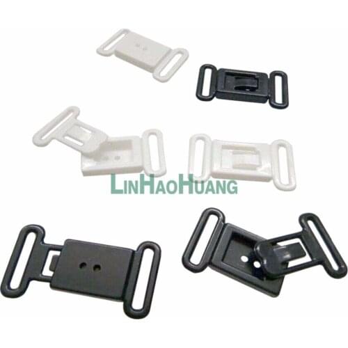 100 Sets Plastic Hardware Adjustable Tape Accessories Black Clasps & Hooks Eye Set Bow Tie Clip Bra Fastener Swimwear 12mm