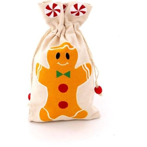 13*23cm 2pcs Santa Sacks Christmas Candy Bag Canvas Gift Bags cartoon baby New Year Xmas Gifts For Kids Event Party Decoration