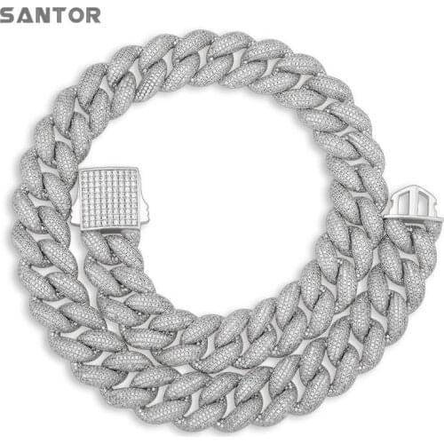 18mm Hip Hop Necklace Encrypting Cuba Chain Ice Out Cuban Link Chain Neckace Buckle Jewelry