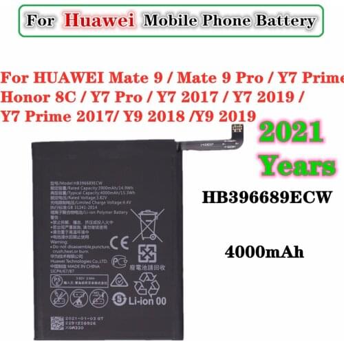 2021 HB396689ECW 4000 mAh Battery for Huawei Mate 9/9 Pro Y7 Prime Y7 (2017/2019) Y9 (2018/2019) Version Enjoy 7 plus Honor 8C