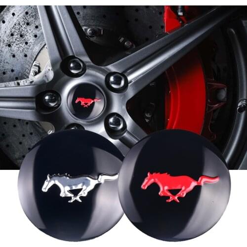 4pcs/sets 56mm 3D Horse race Emblem Badge Car Steering tire Wheel Center sticker Hub Cap Decals For Ford Mustang Accessories